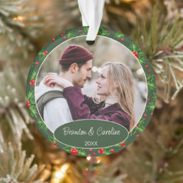 Ornamento Nosso 1º Natal Casal Foto Clássica Personalizada