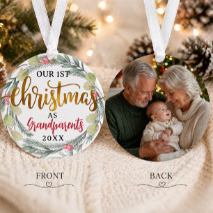 Ornamento Nosso 1º Natal como Avós Adorno de Foto