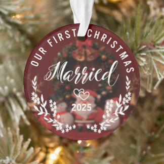 Ornamento Nosso Primeiro Natal Casado - Ano Personalizado