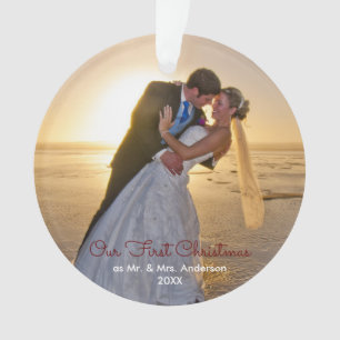 Ornamento Nosso Primeiro Natal Casado com o Casal Acrílico