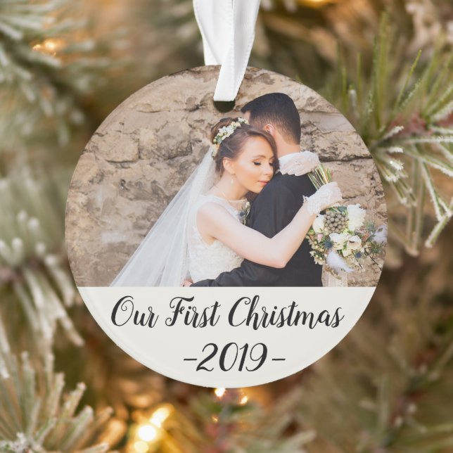 Ornamento Nosso Primeiro Natal Casado Personalizável (Árvore)