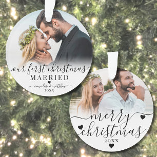 Ornamento Nosso Primeiro Natal Casou com o Casal 2 Foto