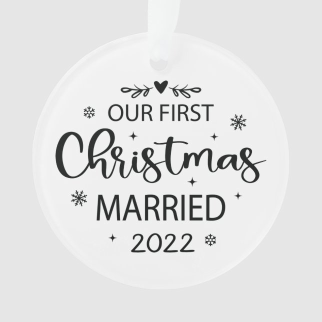 Ornamento Nosso Primeiro Natal Casou Foto Personalizada (Frente)