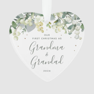 Ornamento Nosso Primeiro Natal como Avós Foto Coração