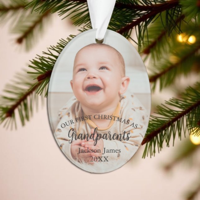Ornamento Nosso primeiro Natal como Avós Foto do Bebê (Criador carregado)