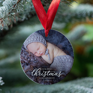 Ornamento Nosso Primeiro Natal Como Avós Roteiro Branco