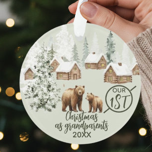 Ornamento Nosso Primeiro Natal como Avós Urso Polar 