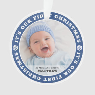 Ornamento Nosso Primeiro Natal como Mãe e Pai Neve Moderna