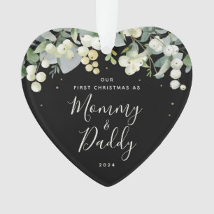Ornamento Nosso Primeiro Natal como Pais Foto Coração