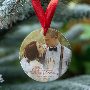 Ornamento Nosso Primeiro Natal Como Senhor e Senhora Rose Go
