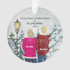 Ornamento Nosso Primeiro Natal como Sr. e Sra. Holiday