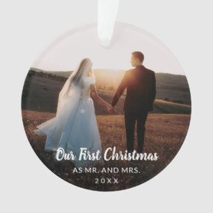 Ornamento Nosso Primeiro Natal como Sr. e Sra. Newlywn Foto