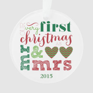 Ornamento Nosso Primeiro Natal como Sr. e Sra. Ornament
