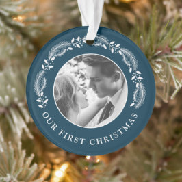 Ornamento Nosso primeiro Natal como Sr. Foto de casamento da