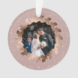 Ornamento Nosso primeiro Natal como Sr. Foto de casamento da