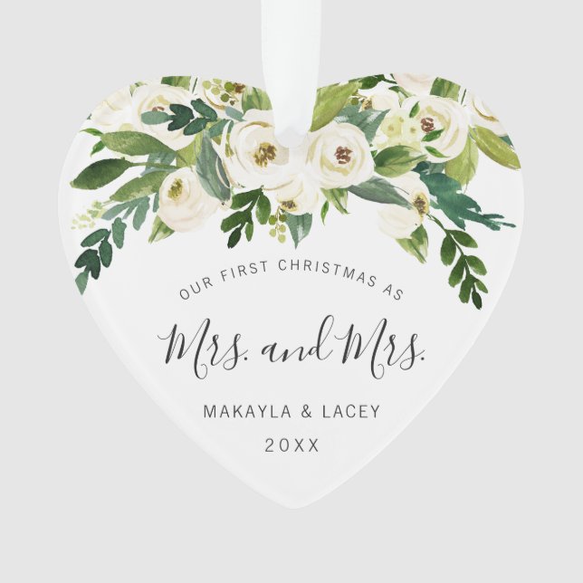 Ornamento Nosso Primeiro Natal como Sra. e Sra. Photo Lesbia (Frente)