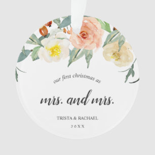 Ornamento Nosso Primeiro Natal como Sra. e Sra. Photo Lesbia