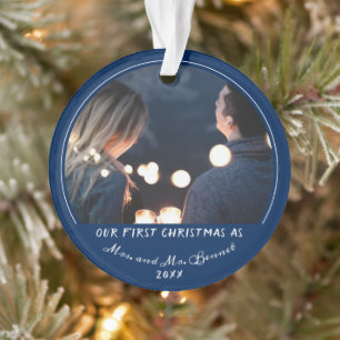 Ornamento Nosso Primeiro Natal como Sra. & Sra. Foto de Casa