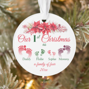 Ornamento Nosso Primeiro Natal Como Uma Família De 4