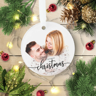 Ornamento Nosso Primeiro Natal Engajado Foto Simples e Elega
