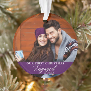 Ornamento Nosso Primeiro Natal Envolvido Foto Roxo