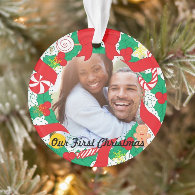 Ornamento Nosso Primeiro Natal | Foto personalizada (Árvore)