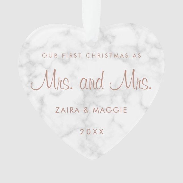 Ornamento Nosso primeiro Natal - Rosa de mármore Dourado Lés (Frente)