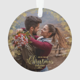 Ornamento Nosso Primeiro Pedido de Foto Envolvido no Natal