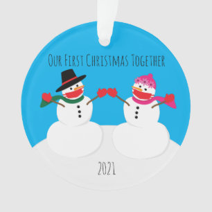 Ornamento Nosso Primeiro Snowmen de Natal 2021 Face Máscaras