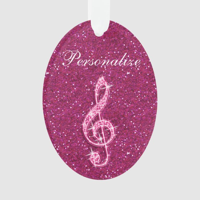 Ornamento Nota Musical Diamantada Glitzy Personalizada (Frente)
