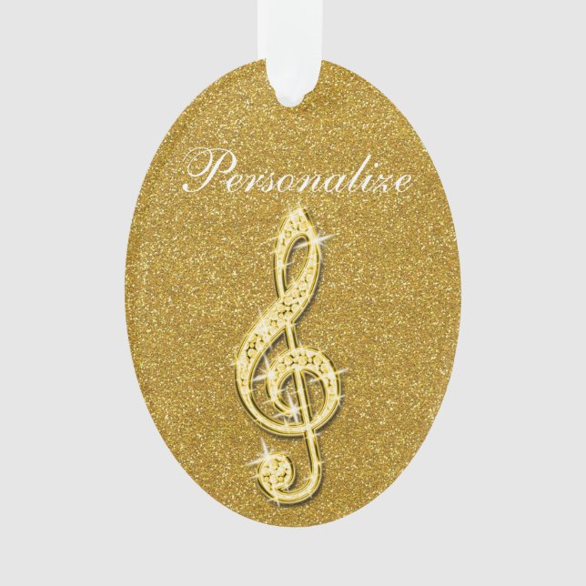 Ornamento Nota Musical Diamantada Glitzy Personalizada (Frente)