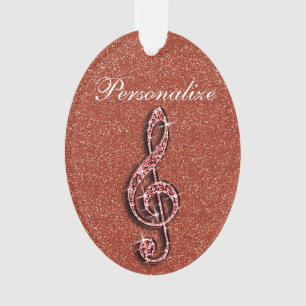 Ornamento Nota Sparkly chamativo personalizada da música do