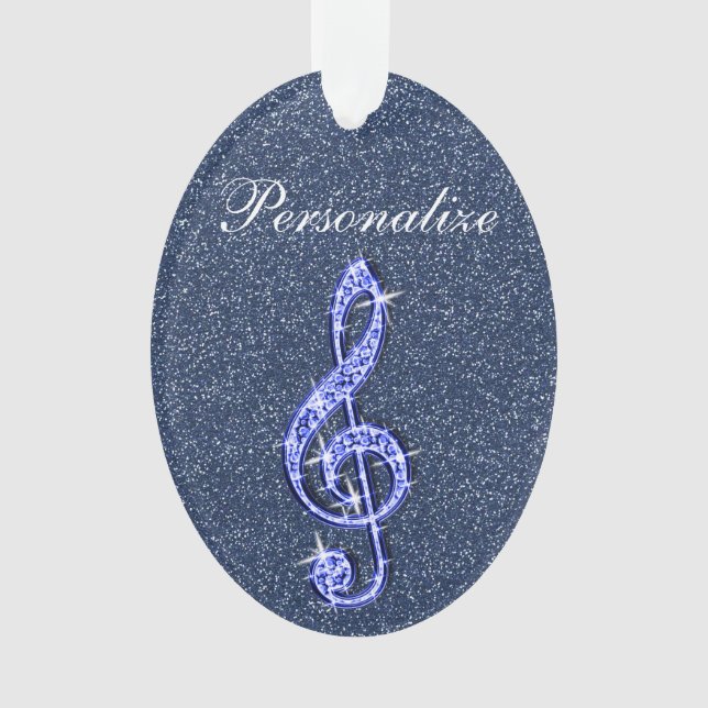 Ornamento Nota Sparkly chamativo personalizada da música do (Frente)