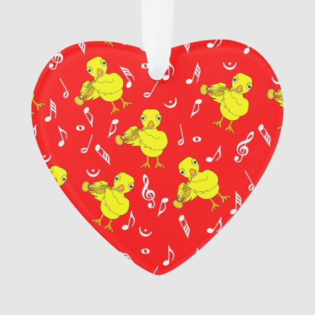 Ornamento Notas de música do Pintinho de trompetes (Frente)