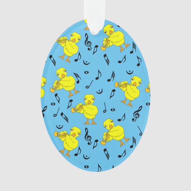 Ornamento Notas de música do Pintinho de trompetes (Frente)