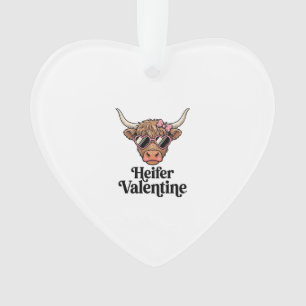 Ornamento Novilha Valentine Highland Cow Design Vintage_1
