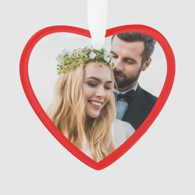 Ornamento Novo Vermelho de Foto de Natal (Frente)