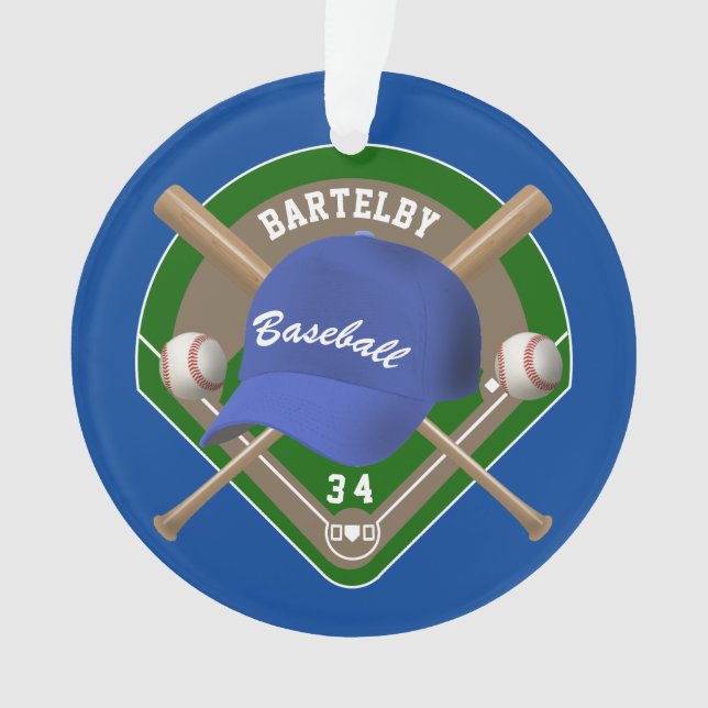 Ornamento Número de Nome Personalizado do Bats do Boné Baseb (Frente)