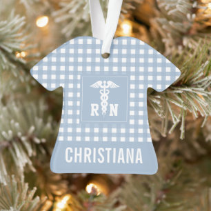 Ornamento Nurse Registrada de Padrão de Xadrez Personalizado