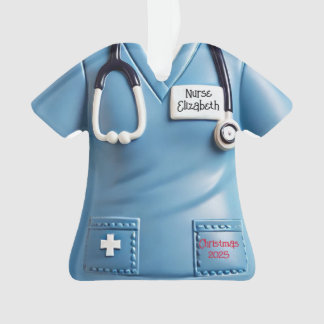 Ornamento Nurses Scrubs Shirt Personalized Christmas Ornamen