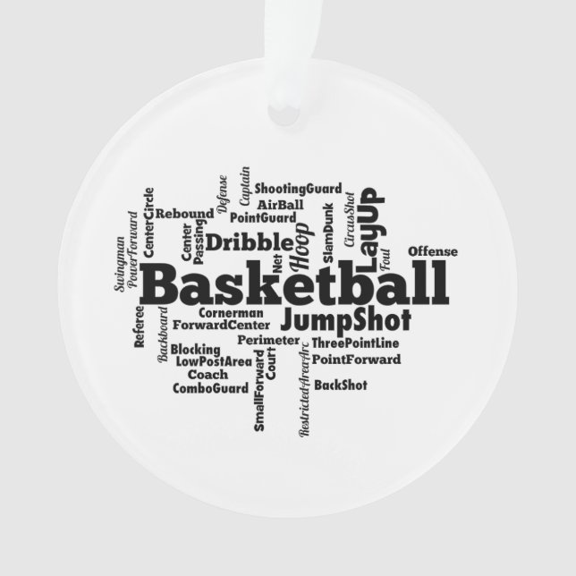 Ornamento Nuvem de Palavras de Basquete (Frente)