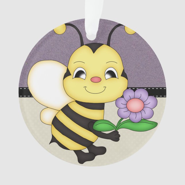 Ornamento O amarelo retro Bumble a abelha (Frente)