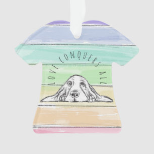 Ornamento o amor conquista tudo cachorro arco-íris basset ho