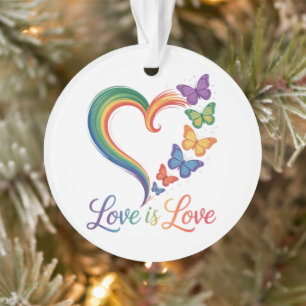 Ornamento o amor é amor lgbt borboleta coração arco-íris