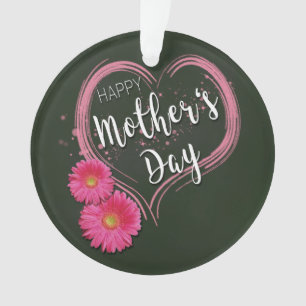 Ornamento O coração cor-de-rosa floresce o dia das mães -