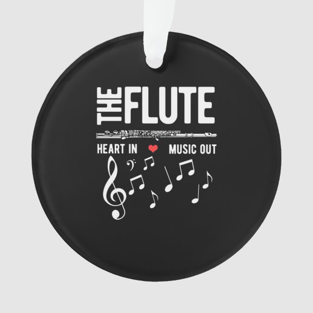 Ornamento O Coração Flute Na Música (Frente)