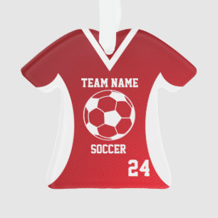 Ornamento O futebol ostenta o vermelho do jérsei com foto