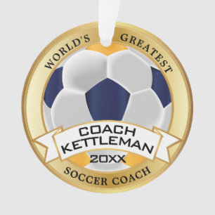 Ornamento O maior treinador Dourado, Marinho e branco do mun