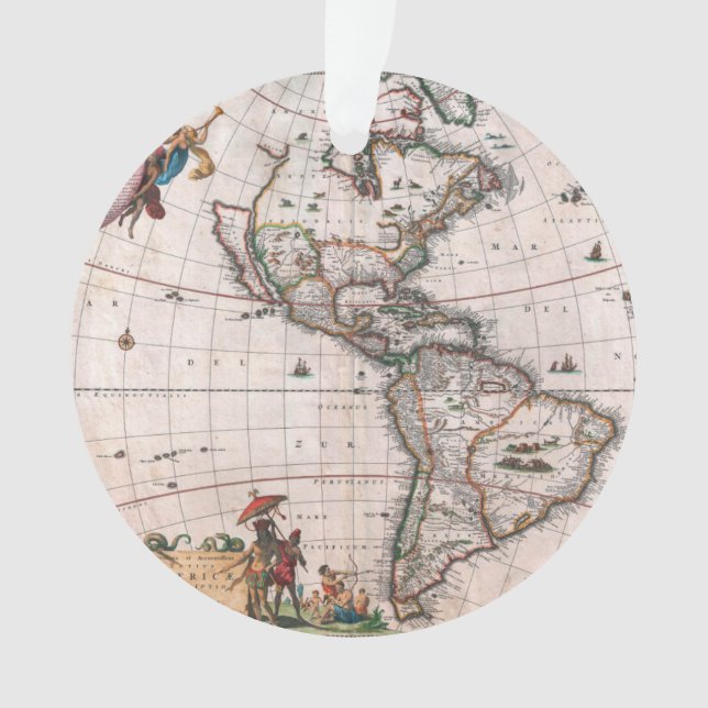 Ornamento O mapa de Visscher do Novo Mundo (Frente)