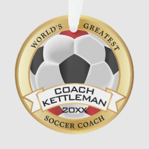 Ornamento O melhor treinador do mundo, vermelho, preto, bran